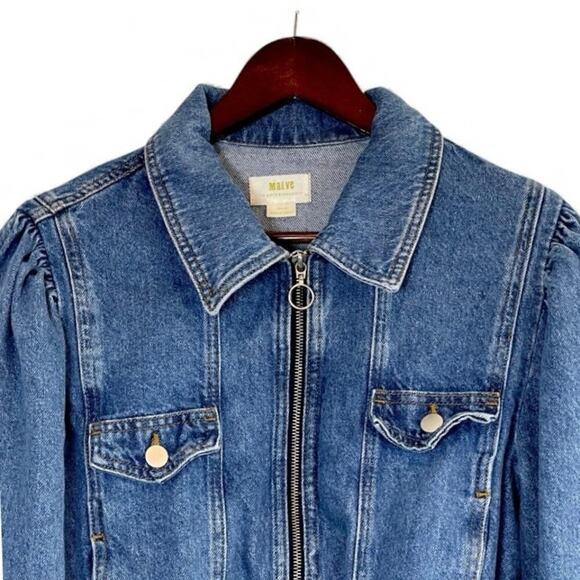 Maeve by Anthropologie Puff Sleeve Cropped Denim Jacket β Size M - Picture 3 of 12
